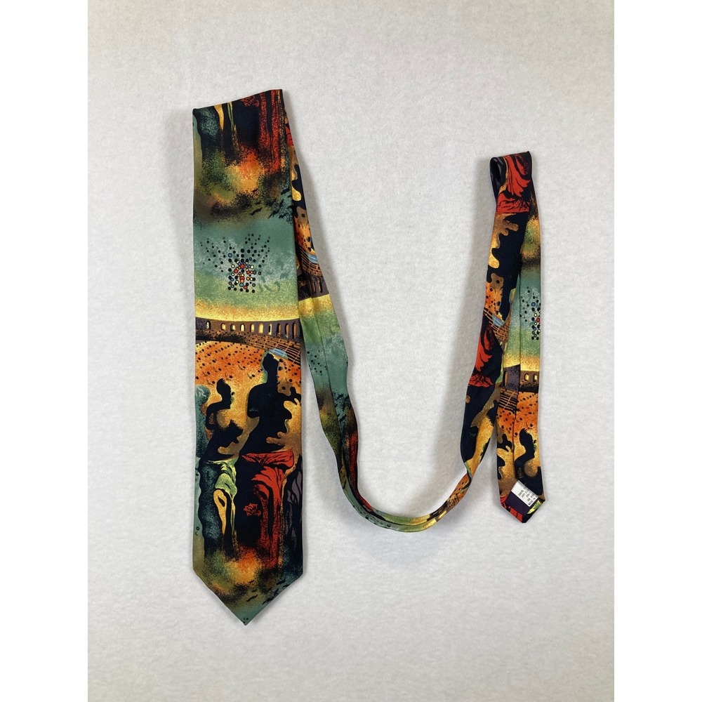 Artistic Abstract RM Style Mens OS Multicolor Silk Scenic Graphic Necktie‎ USA